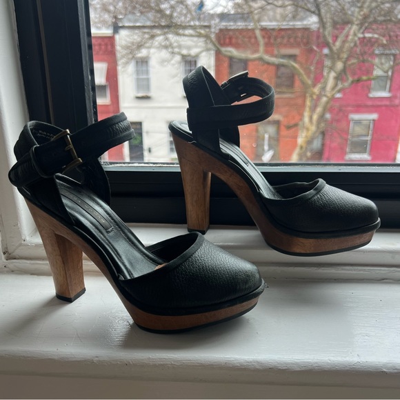 Zara Shoes Zara Wooden Ankle Strap Platform Clog Poshmark